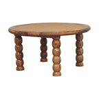 Spindle Rattan Solid Mango Wood Coffee Table – Oak-Ish Finish