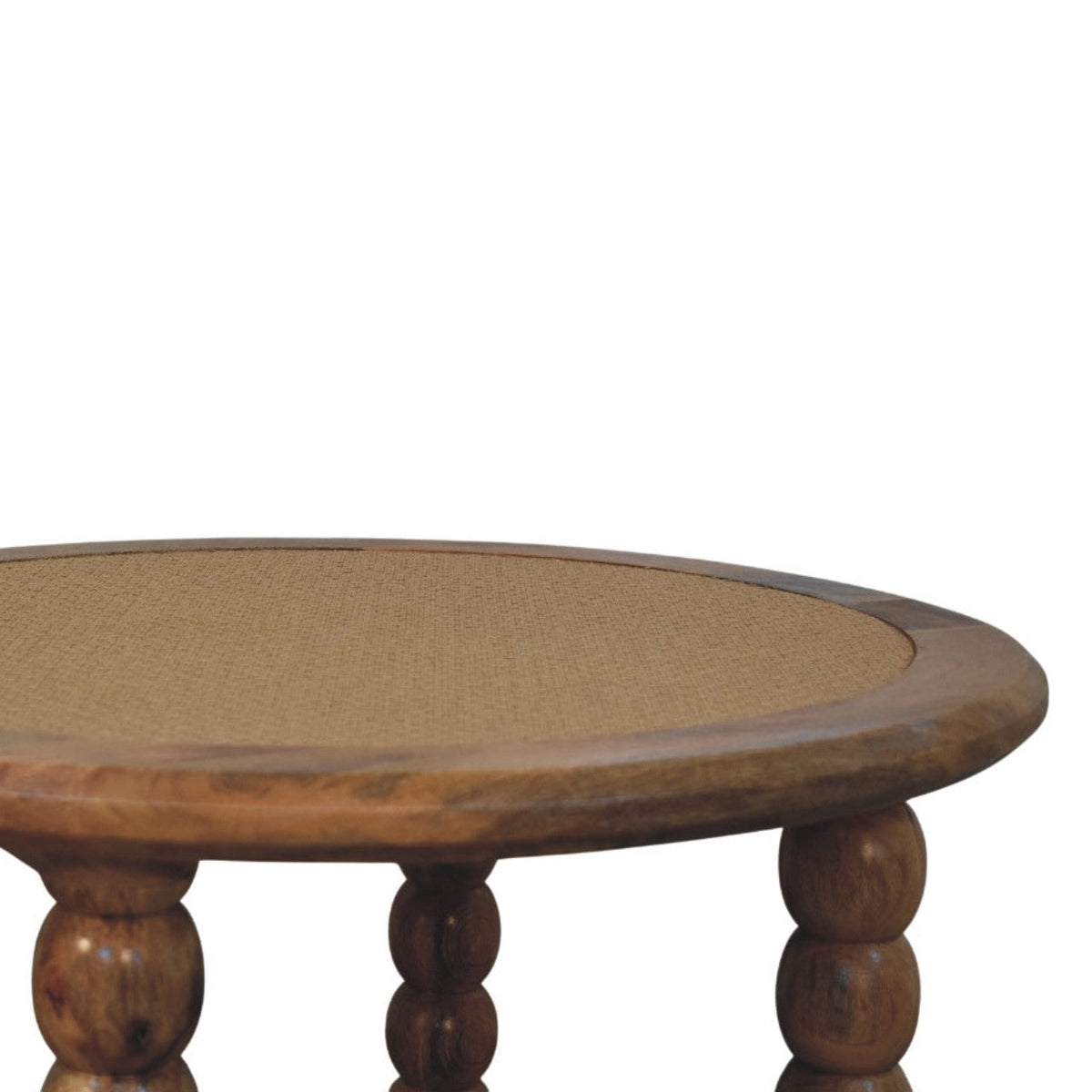 Spindle Rattan Solid Mango Wood Coffee Table – Oak-Ish Finish