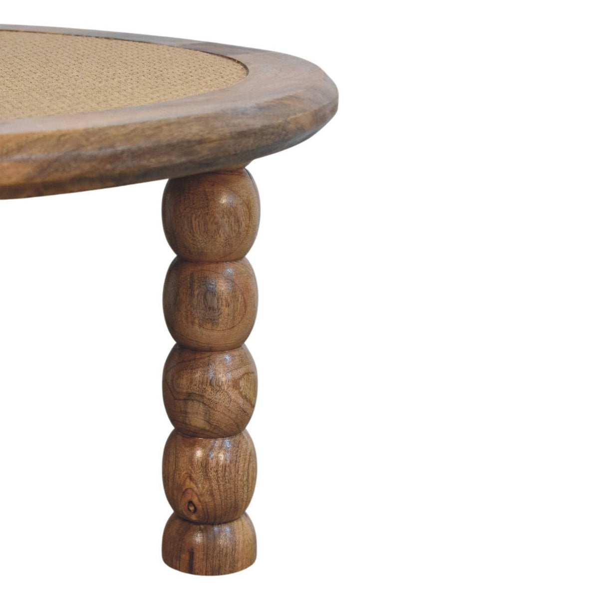 Spindle Rattan Solid Mango Wood Coffee Table – Oak-Ish Finish