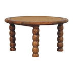Spindle Rattan Solid Mango Wood Coffee Table – Oak-Ish Finish