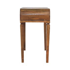 Curved Open Shelf Solid Mango Wood Writing Desk – Amber Oak Finish
