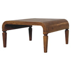 Curved Frame Solid Mango Wood Coffee Table – Amber Oak Finish