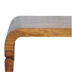 Curved Frame Solid Mango Wood Coffee Table – Amber Oak Finish