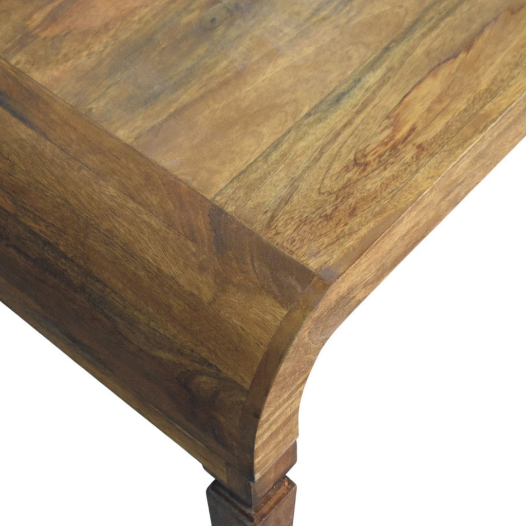 Curved Frame Solid Mango Wood Coffee Table – Amber Oak Finish