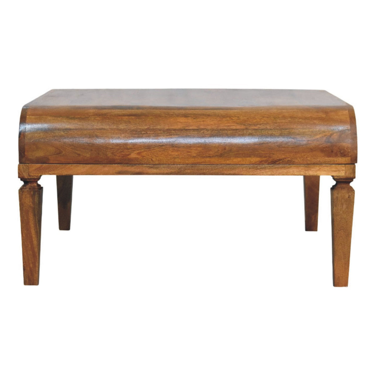 Curved Frame Solid Mango Wood Coffee Table – Amber Oak Finish