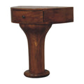 Pedestal Curved Solid Mango Wood Bedside Table – Amber Oak Finish