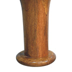 Pedestal Curved Solid Mango Wood Bedside Table – Amber Oak Finish