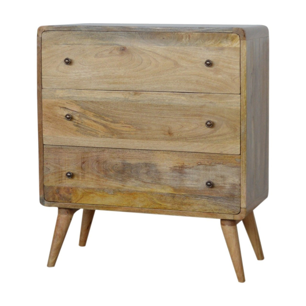Curved Solid Mango Wood Chest – Oak-Ish Finish