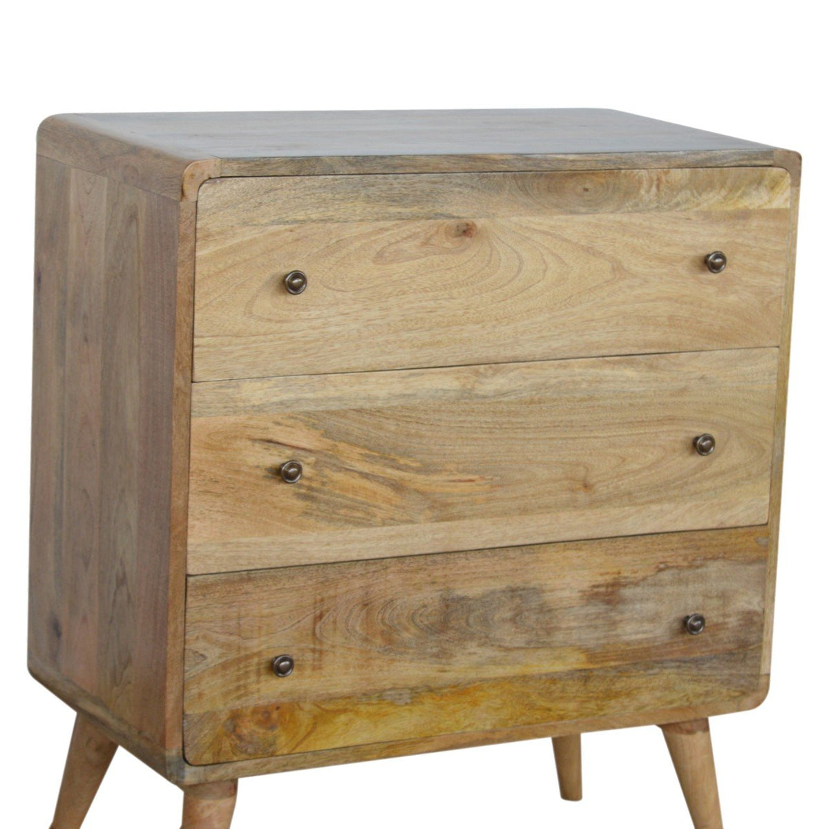 Curved Solid Mango Wood Chest – Oak-Ish Finish