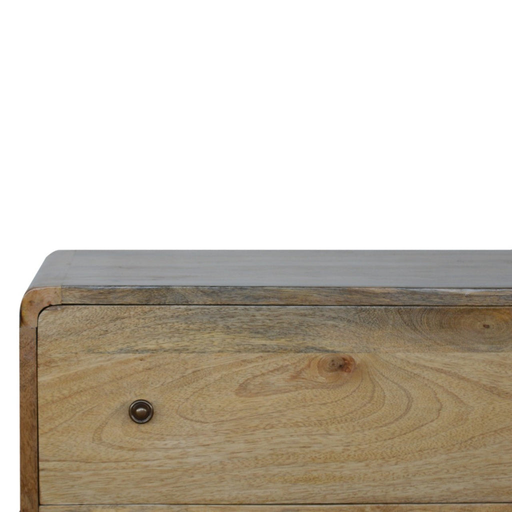 Curved Solid Mango Wood Chest – Oak-Ish Finish