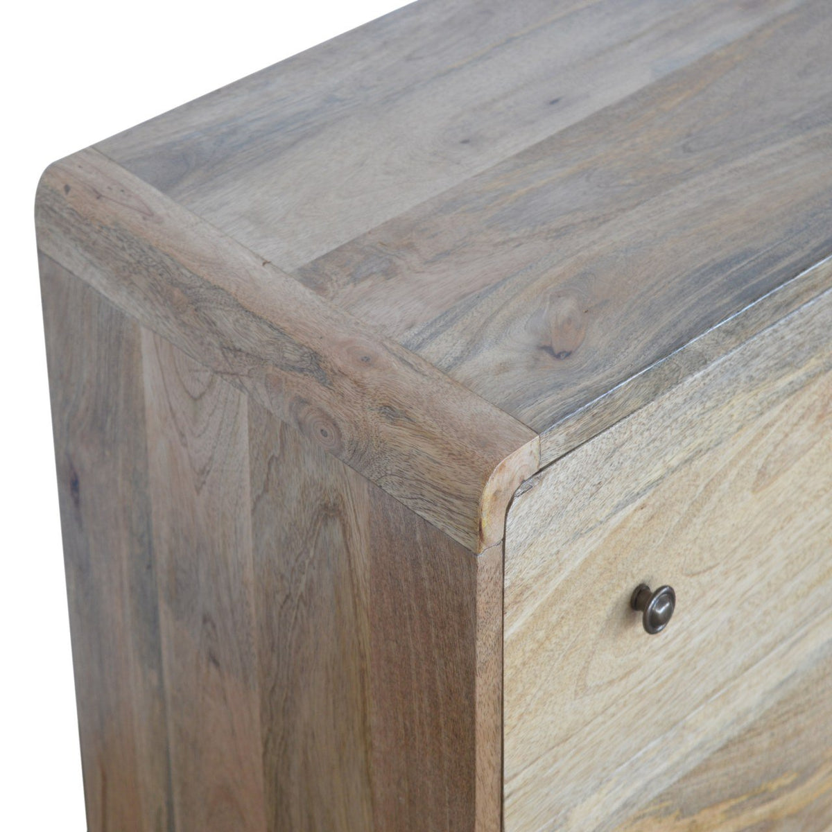 Curved Solid Mango Wood Chest – Oak-Ish Finish