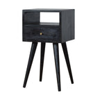 Mini Solid Mango Wood Nightstand – Ash Black Finish