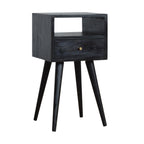 Mini Solid Mango Wood Nightstand – Ash Black Finish