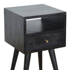 Mini Solid Mango Wood Nightstand – Ash Black Finish