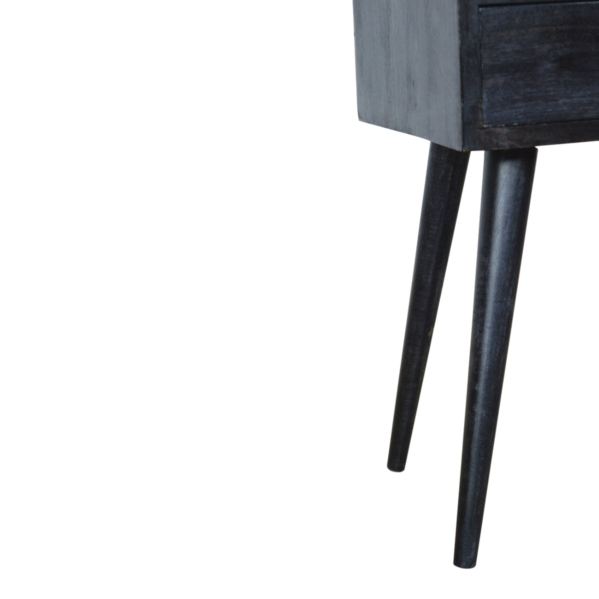 Mini Solid Mango Wood Nightstand – Ash Black Finish