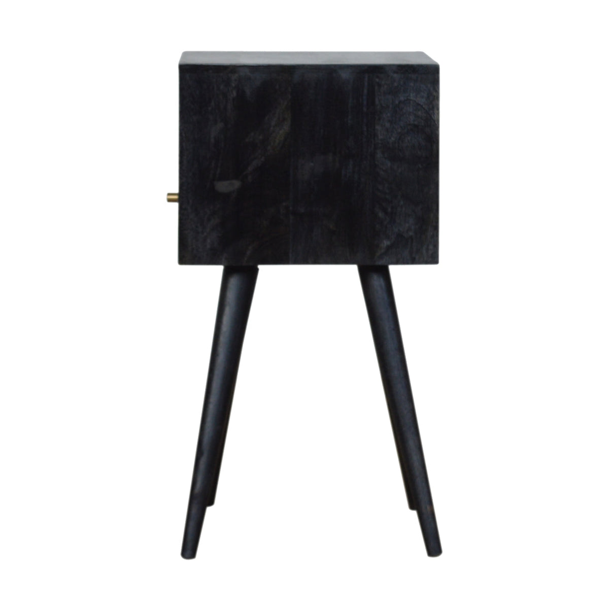 Mini Solid Mango Wood Nightstand – Ash Black Finish
