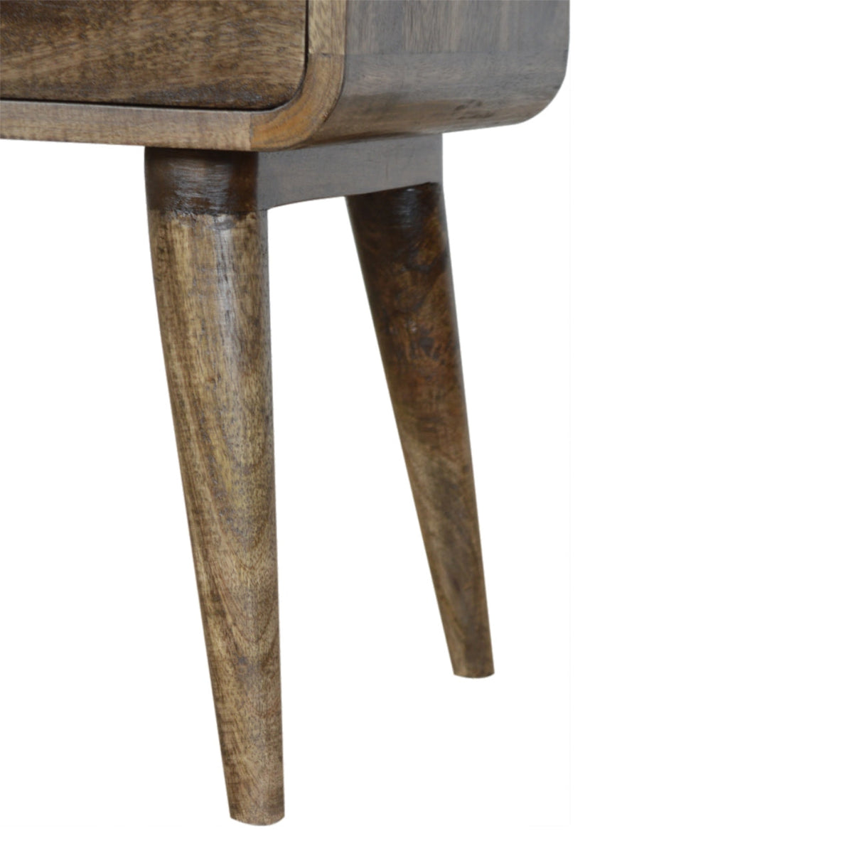 Curved Washed Solid Mango Wood Nightstand – Classic Grey Wash Finish