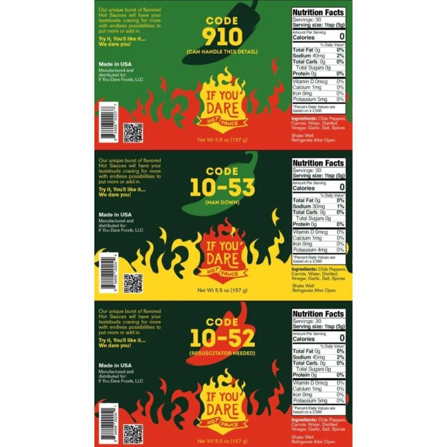 Code 10-53 Hot Sauce | 5.5 oz | Pack of 2 | Hot Heat Level | If You Dare Foods