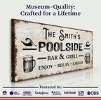 Personalized Poolside Bar And Grill Sign