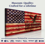 Rustic American Flag Family Name Sign