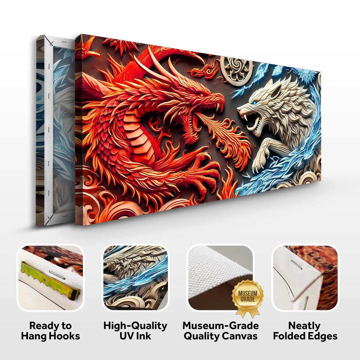 Dragon and Wolf Wall Art V