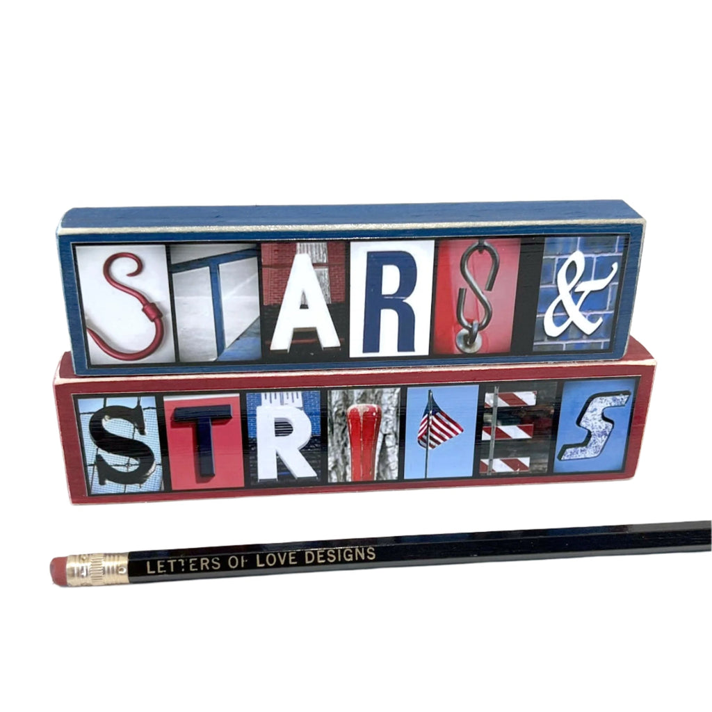 Stars & Stripes Word Block Set | Letters of Love Designs