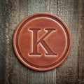 K Monogram Letter Leather Coaster