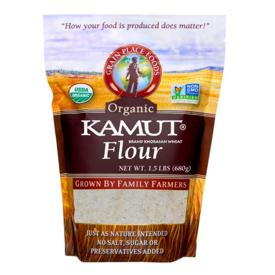 Organic Kamut Khorasan Wheat Flour | Pack of 2 | 1.5 lb | Non-GMO | Grain Place Foods