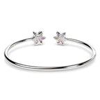 .925 Sterling Silver Ruby with Diamond Accent Floral Flexy Open Bangle Bracelet