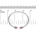 .925 Sterling Silver Ruby with Diamond Accent Floral Flexy Open Bangle Bracelet