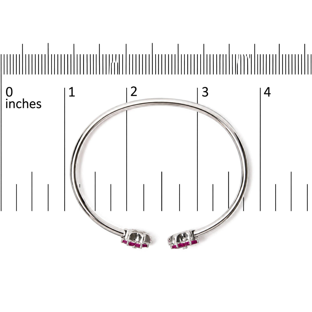 .925 Sterling Silver Ruby with Diamond Accent Floral Flexy Open Bangle Bracelet