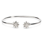 .925 Sterling Silver Diamond Accent Star Flexy Open Bangle Bracelet
