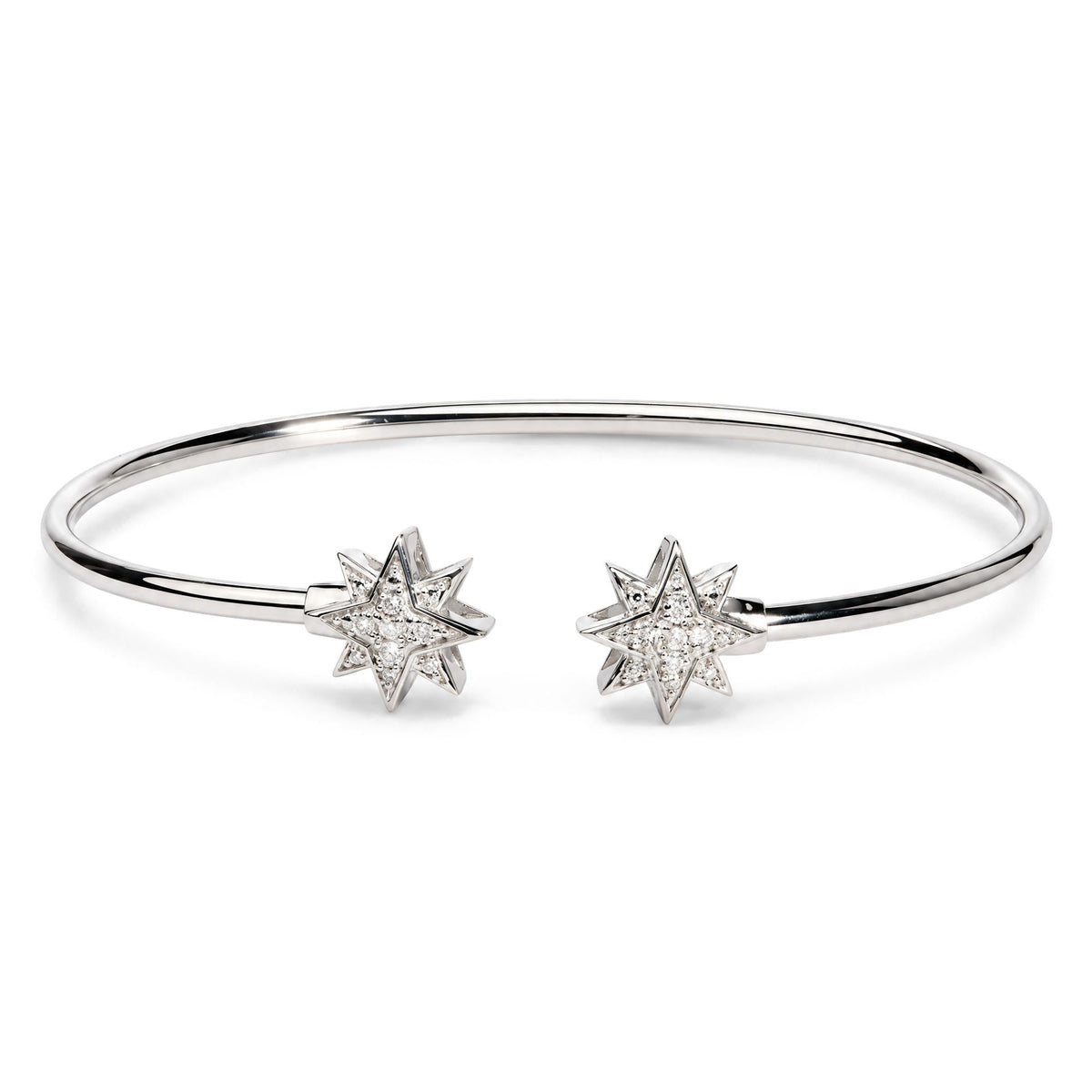 .925 Sterling Silver Diamond Accent Star Flexy Open Bangle Bracelet