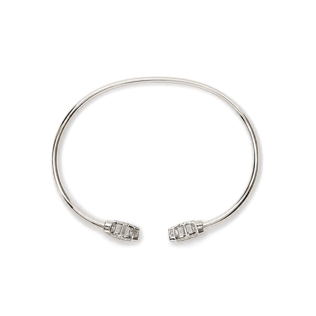 .925 Sterling Silver Diamond Accent Star Flexy Open Bangle Bracelet
