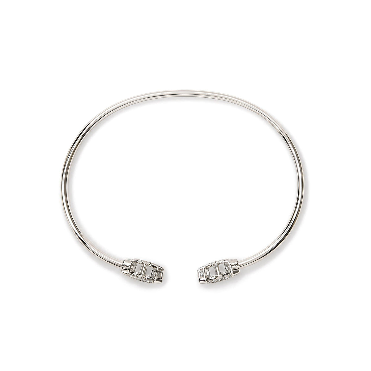 .925 Sterling Silver Diamond Accent Star Flexy Open Bangle Bracelet