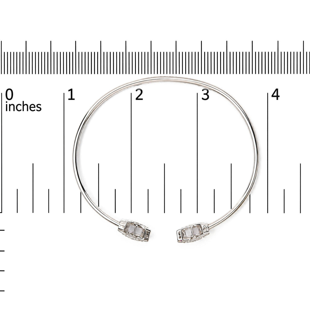.925 Sterling Silver Diamond Accent Star Flexy Open Bangle Bracelet