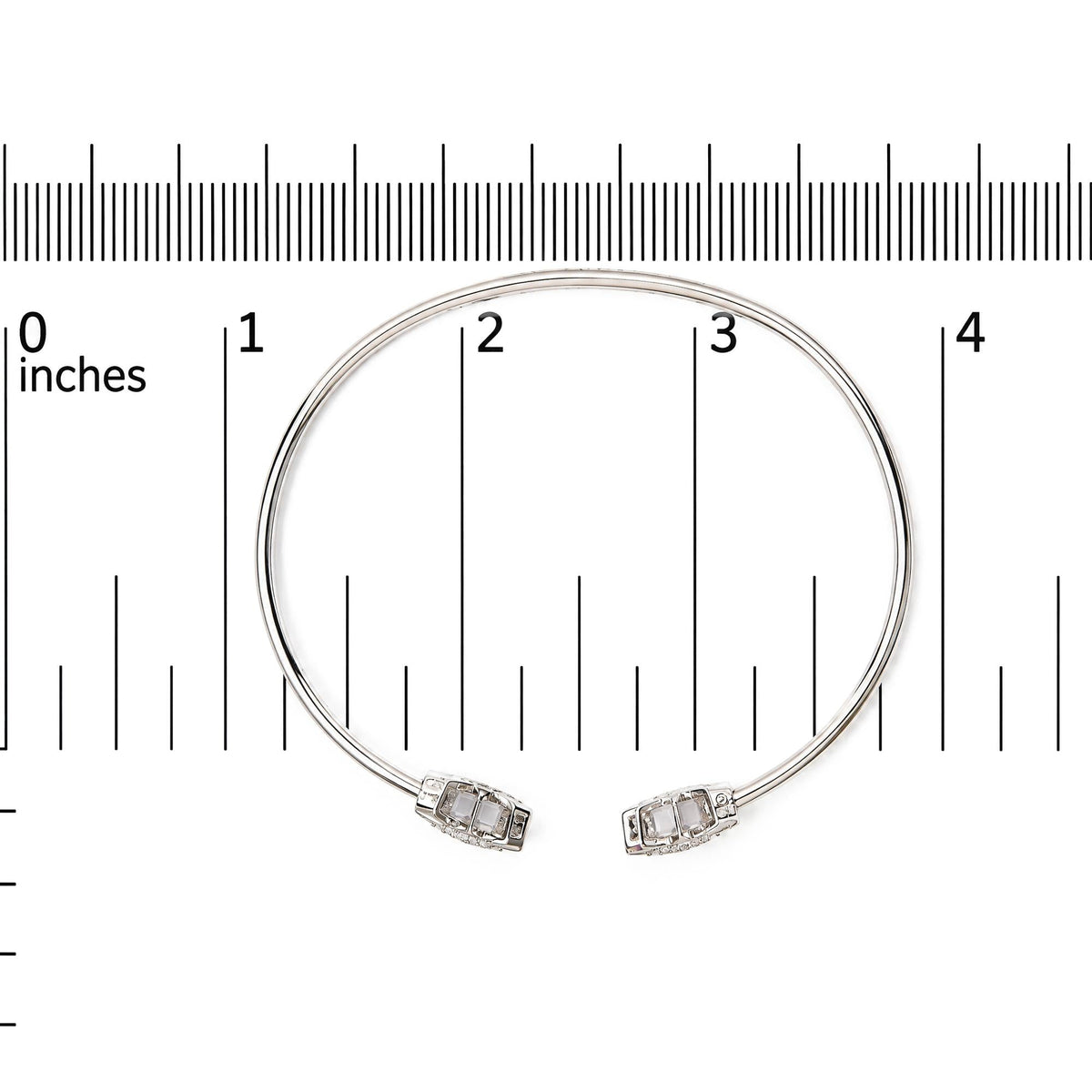 .925 Sterling Silver Diamond Accent Star Flexy Open Bangle Bracelet