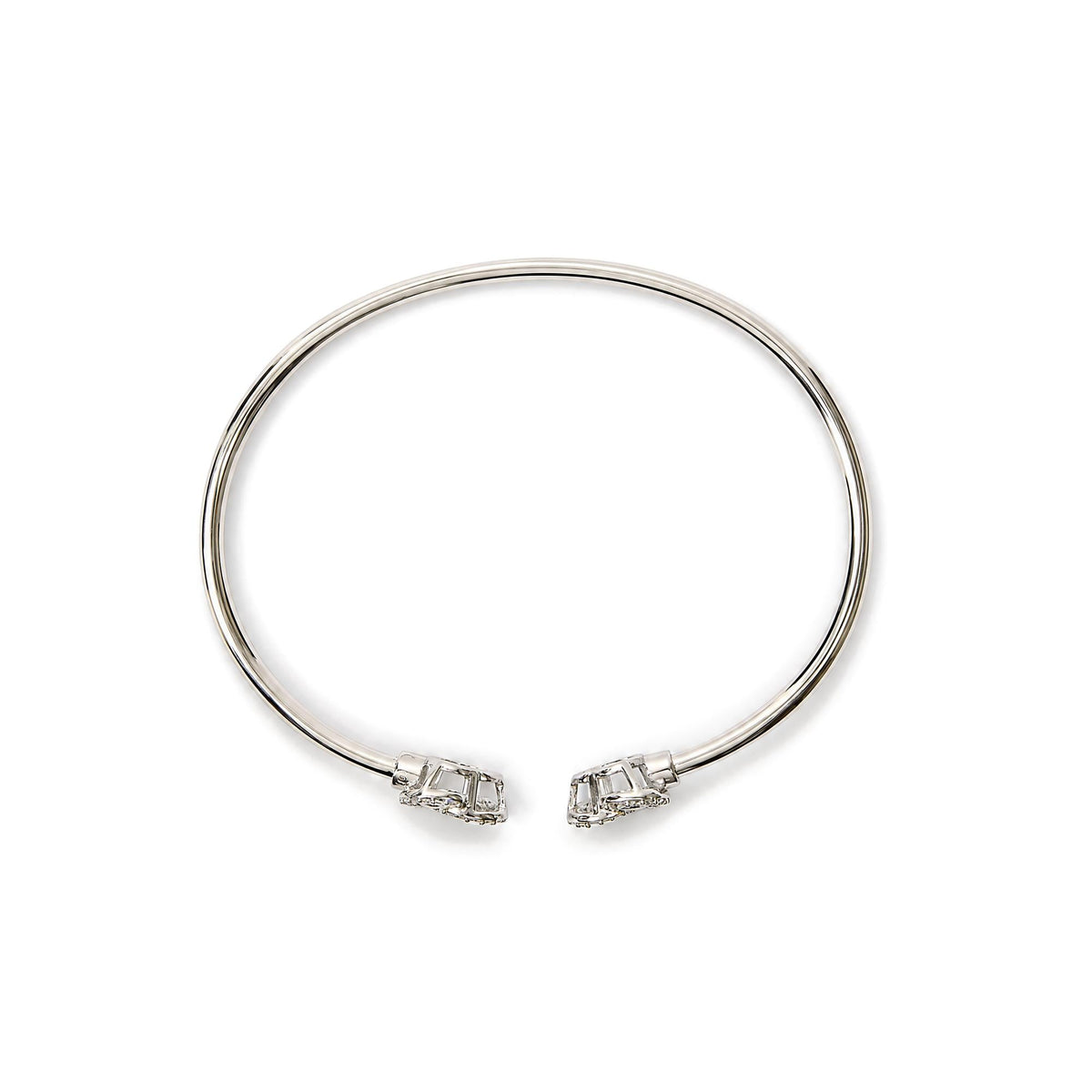 .925 Sterling Silver Diamond Accent Love Knot Flexy Open Bangle Bracelet