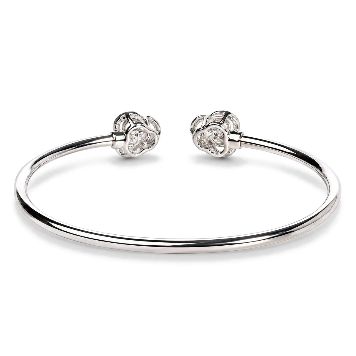 .925 Sterling Silver Diamond Accent Love Knot Flexy Open Bangle Bracelet