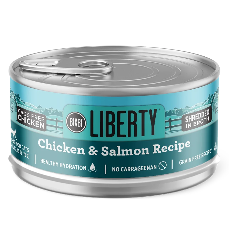 Bixbi Liberty Chicken & Salmon Shreds Cat Food, 2.75 oz (Case of 24)