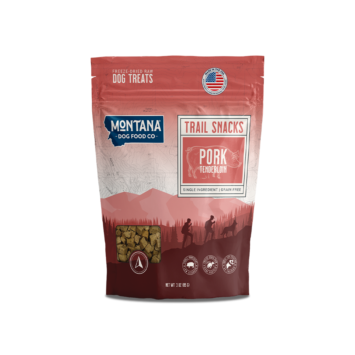 Pork Tenderloin Freeze-dried Raw Trail Snacks (Treats) for Dogs 3oz