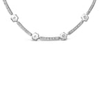 14K White Gold 1.0 Cttw Diamond Flower and Bar Station Necklace