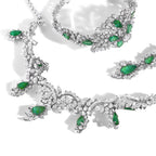 Certified Platinum 38.0 Cttw Diamond and 19 3/4 Cttw Brazilian Green Emerald Necklace, Bracelet & Earrings Three-Piece Set
