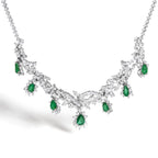 Certified Platinum 38.0 Cttw Diamond and 19 3/4 Cttw Brazilian Green Emerald Necklace, Bracelet & Earrings Three-Piece Set