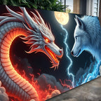 Dragon and Wolf Wall Art III