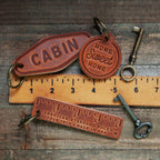 Waco Texas Script Leather Keychain Motel Style