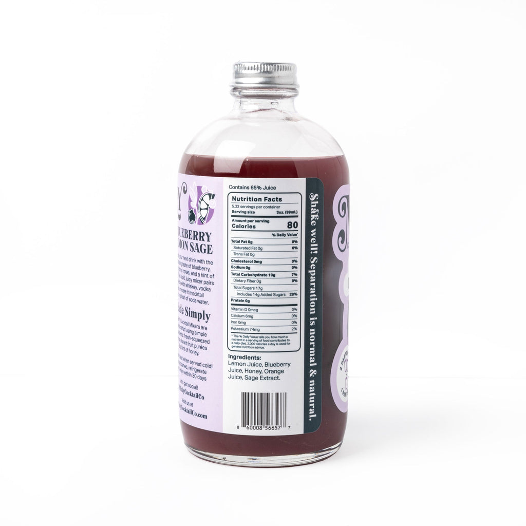Blueberry Lemon Sage - Whiskey Sour Cocktail & Mocktail Mixer