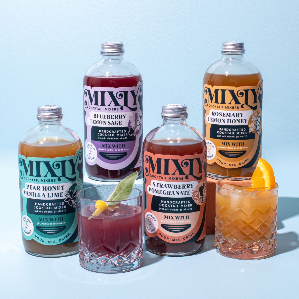 Winter Cocktail Mixer Set | Holiday Spritz, Hot Toddy, Moscow Mule & Whiskey Sour Mix Bundle
