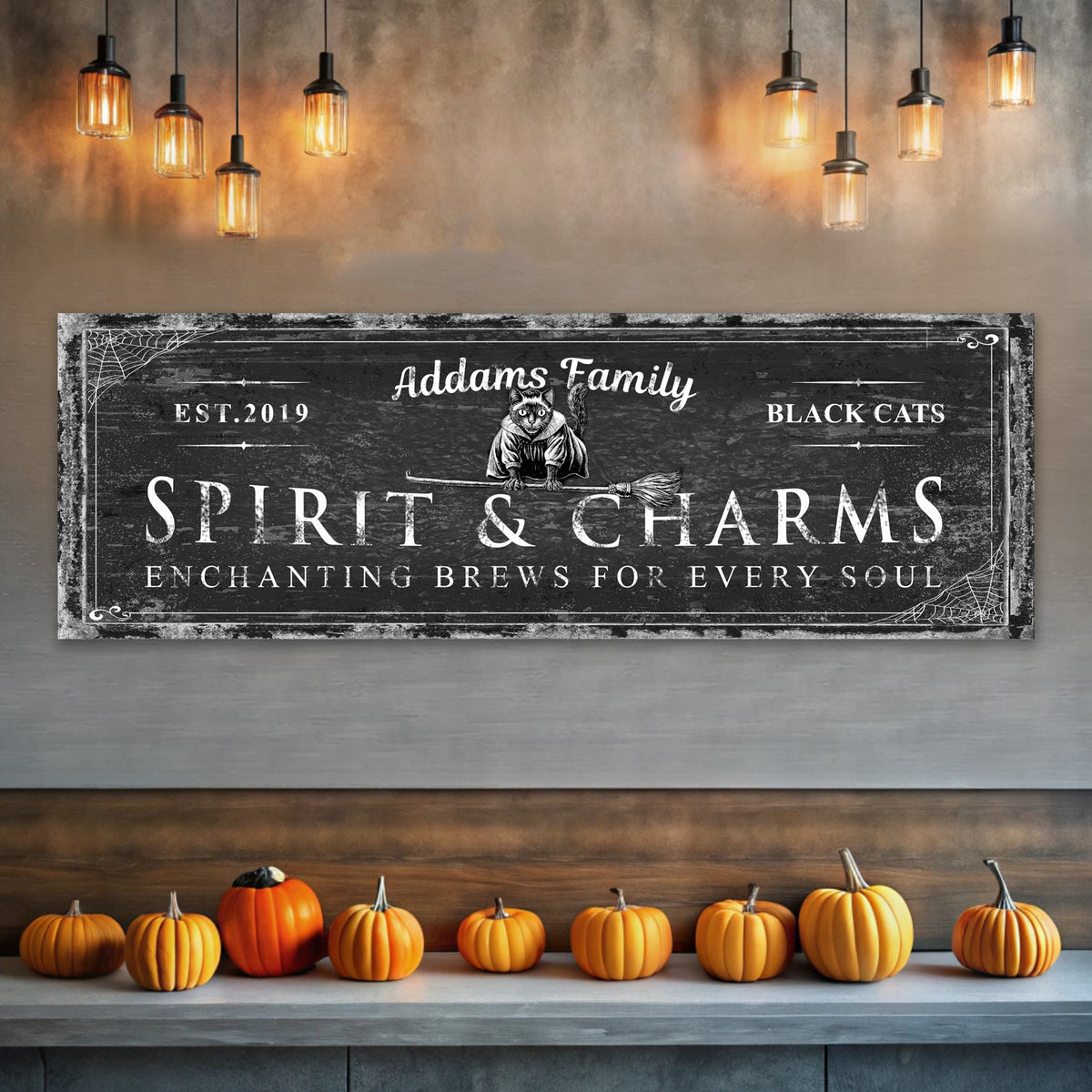 Black Cat’s Spirits & Charms Bar Halloween Sign