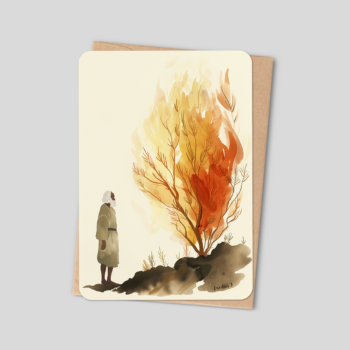 Moses and the Burning Bush – Christian Greeting Card Inspired by Exodus 3